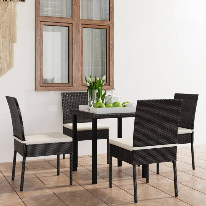 Set de masă și scaune de exterior, 5 piese, negru, poliratan - WALTI WALTI
