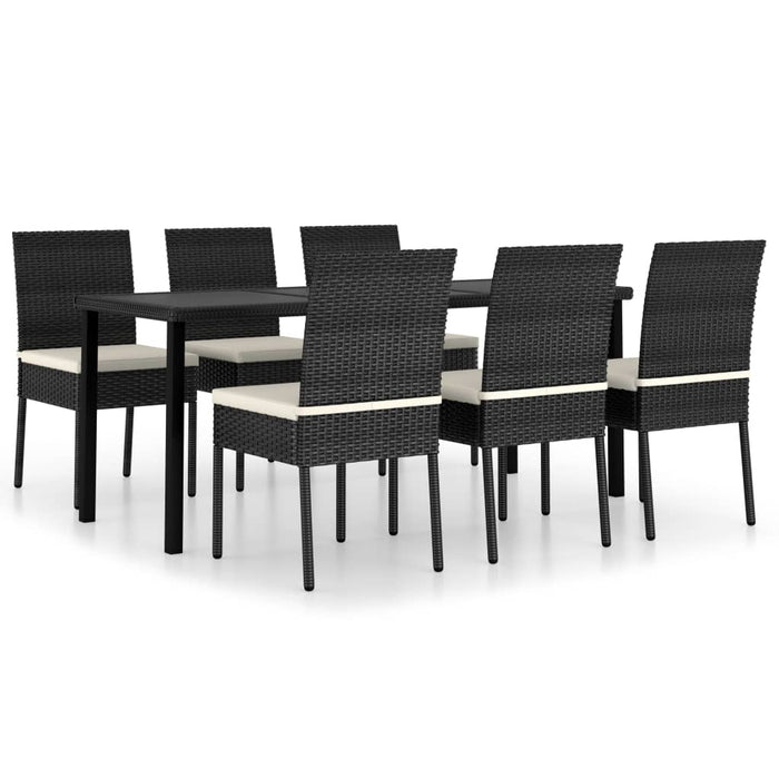 Set de mobilier de grădină, 7 piese, negru, poliratan - WALTI WALTI