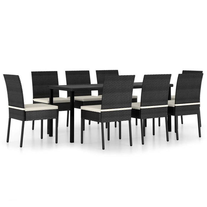 Set de mobilier de grădină, 9 piese, negru, poliratan - WALTI WALTI