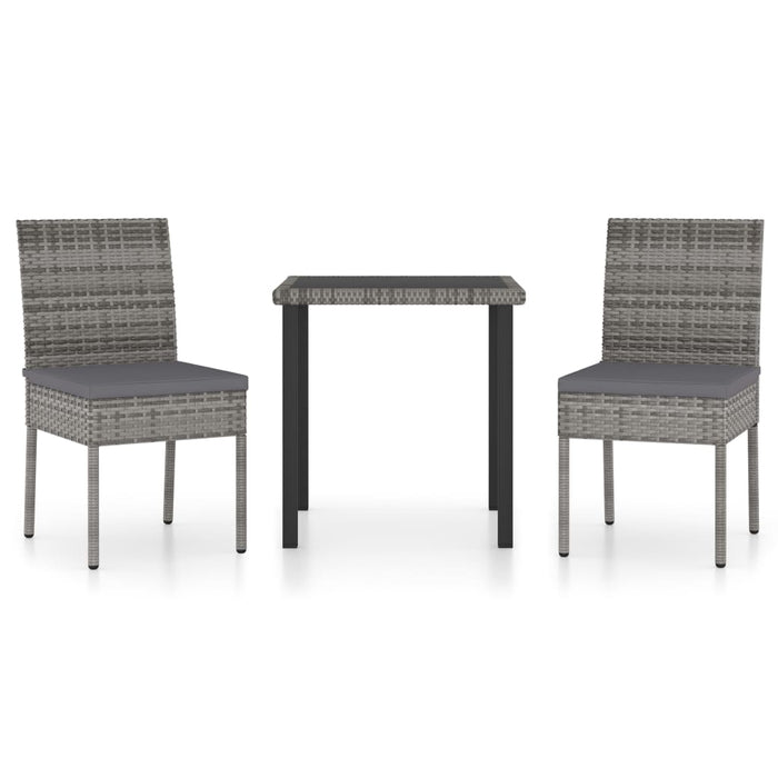 Set mobilier de grădină, 3 piese, gri, poliratan WALTI