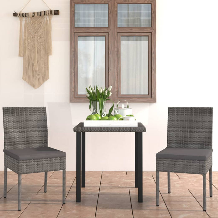 Set mobilier de grădină, 3 piese, gri, poliratan WALTI