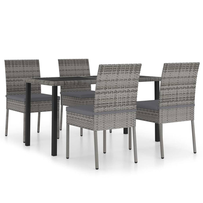 Set mobilier de grădină, 5 piese, gri, poliratan WALTI