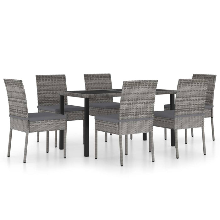 Set mobilier de grădină, 7 piese, gri, poliratan WALTI