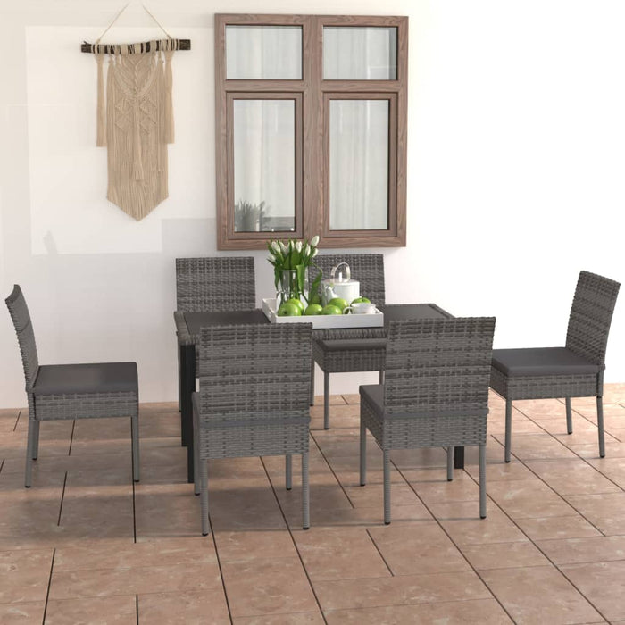 Set mobilier de grădină, 7 piese, gri, poliratan WALTI