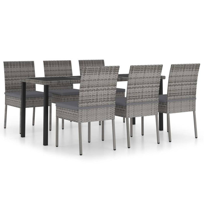 Set mobilier de grădină, 7 piese, gri, poliratan - WALTI WALTI