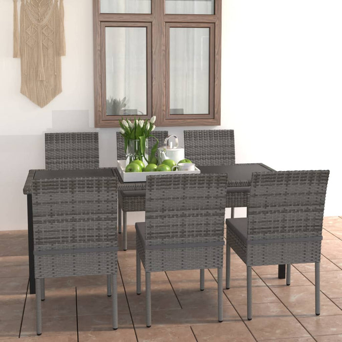 Set mobilier de grădină, 7 piese, gri, poliratan - WALTI WALTI