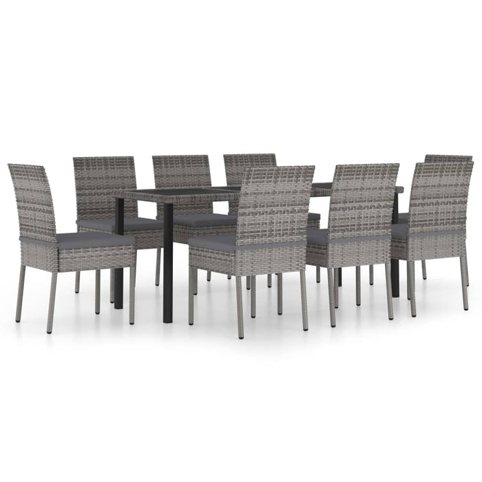 Set mobilier de masă pentru grădină, 9 piese, gri, poliratan - WALTI WALTI