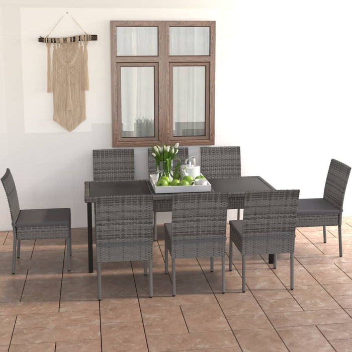 Set mobilier de masă pentru grădină, 9 piese, gri, poliratan - WALTI WALTI