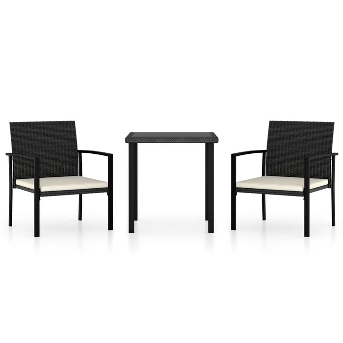 Set de mobilier de grădină, 3 piese, negru, poliratan - WALTI WALTI