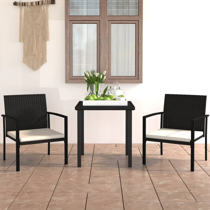 Set de mobilier de grădină, 3 piese, negru, poliratan - WALTI WALTI
