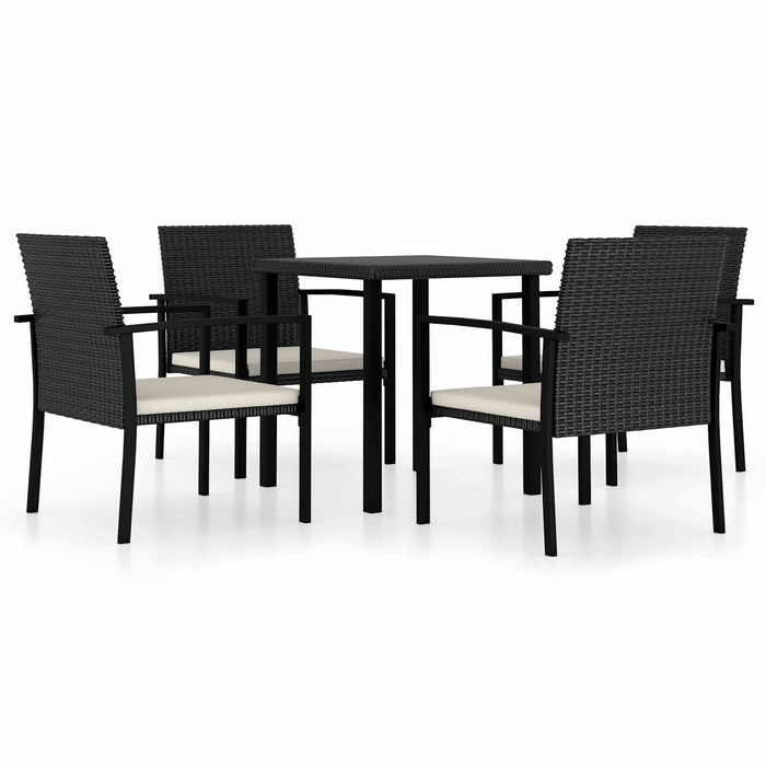 Set de masă pentru grădină 5 pcs Negru poliratan WALTI