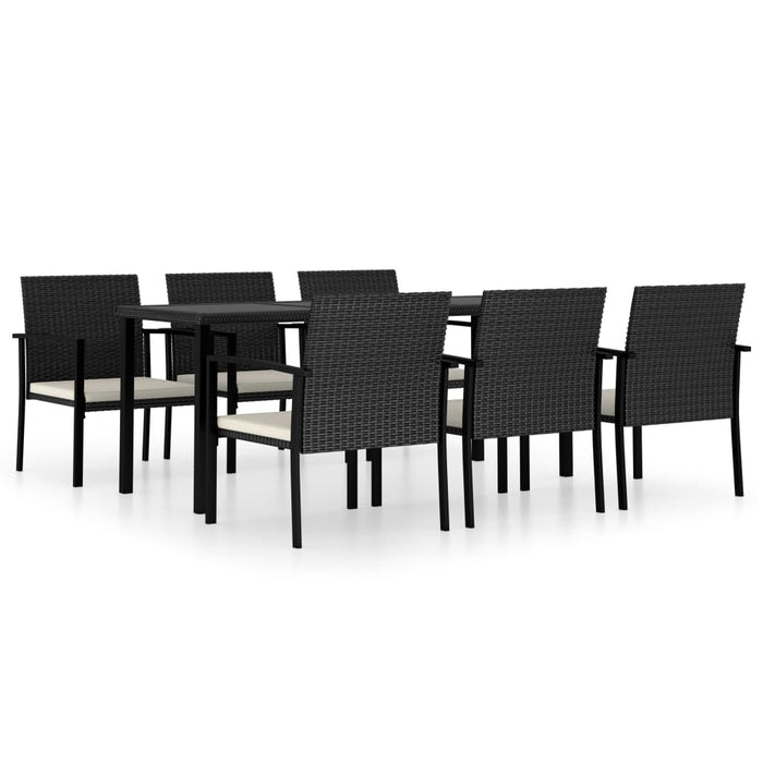 Set mobilier de grădină, 7 piese, negru, poliratan WALTI
