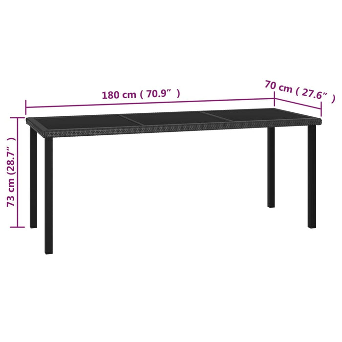 Set mobilier de grădină, 7 piese, negru, poliratan WALTI