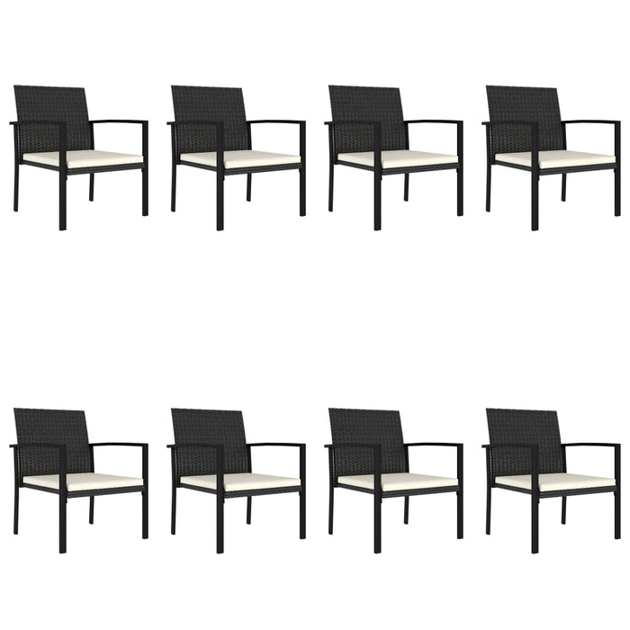 Set de masă și scaune de exterior, 9 piese, negru, poliratan WALTI