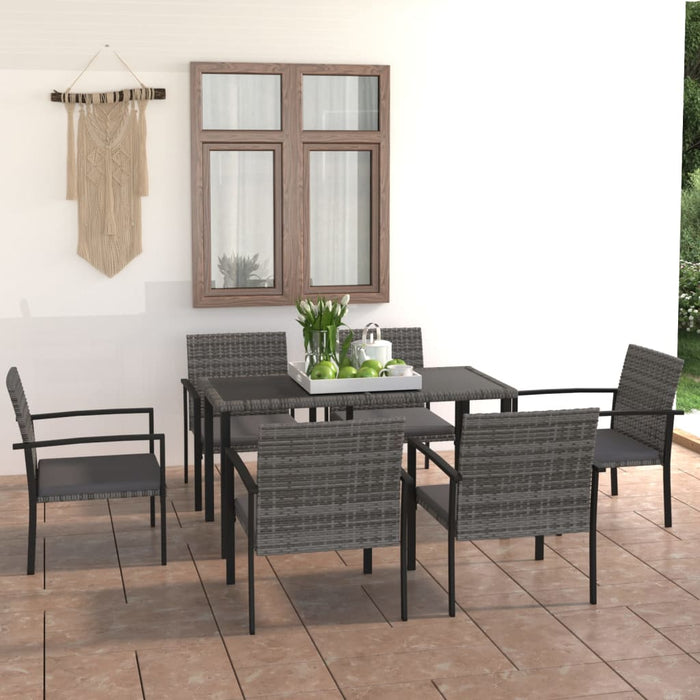 Set mobilier de grădină, 7 piese, gri, poliratan - WALTI WALTI