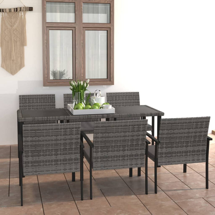 Set mobilier de grădină, 7 piese, gri, poliratan - WALTI WALTI
