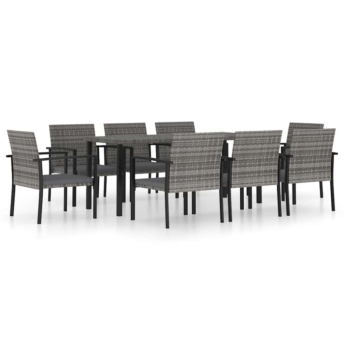 Set mobilier de masă pentru grădină, 9 piese, gri, poliratan - WALTI WALTI