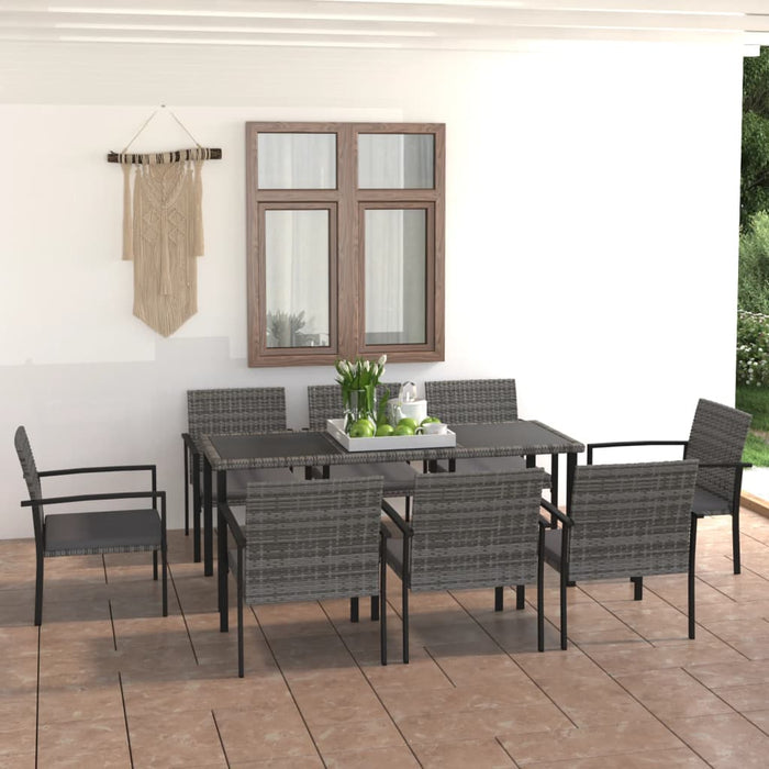 Set mobilier de masă pentru grădină, 9 piese, gri, poliratan - WALTI WALTI
