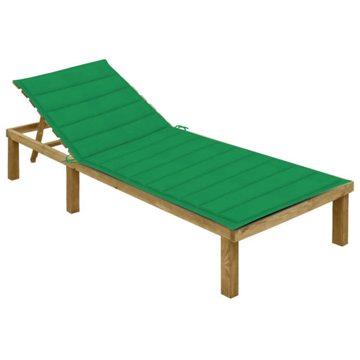 Șezlong cu pernă verde, lemn de pin tratat - WALTI WALTI