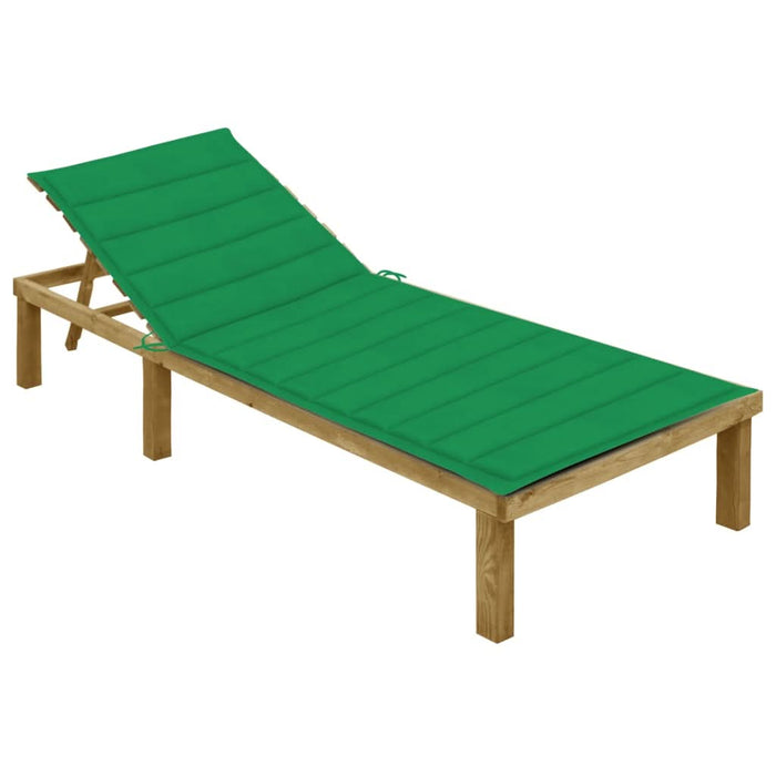 Șezlong cu pernă verde, lemn de pin tratat - WALTI WALTI