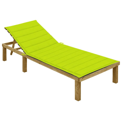 Șezlong cu pernă verde aprins, lemn de pin tratat - WALTI WALTI
