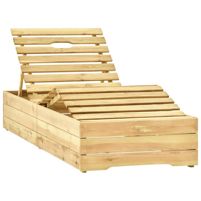 Șezlong de grădină cu masă și pernă, lemn de pin tratat - WALTI WALTI