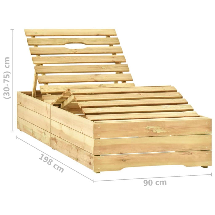 Șezlong de grădină cu masă și pernă, lemn de pin tratat - WALTI WALTI