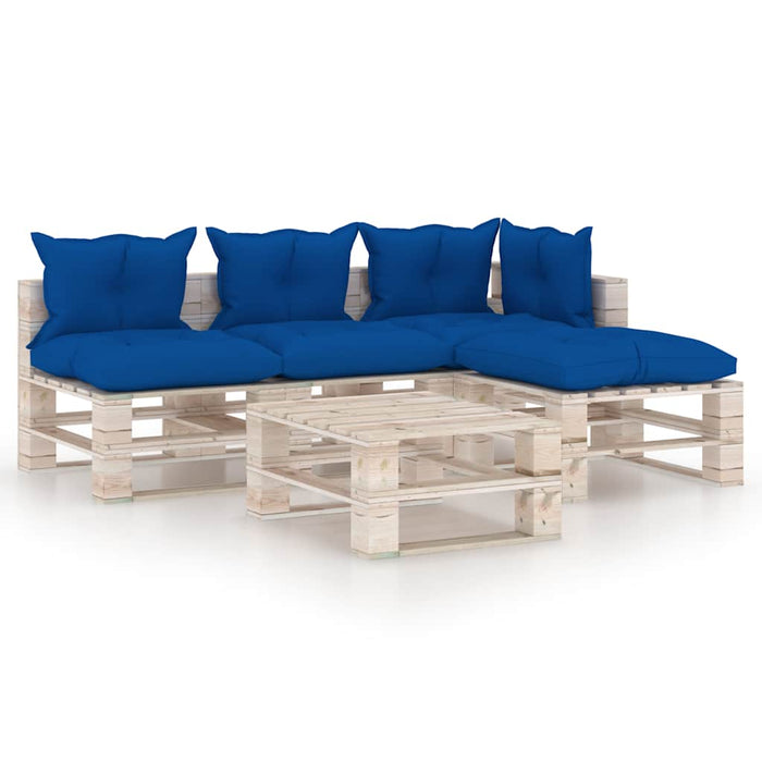 Set mobilier de grădină paleți, 5 piese, cu perne, lemn de pin WALTI