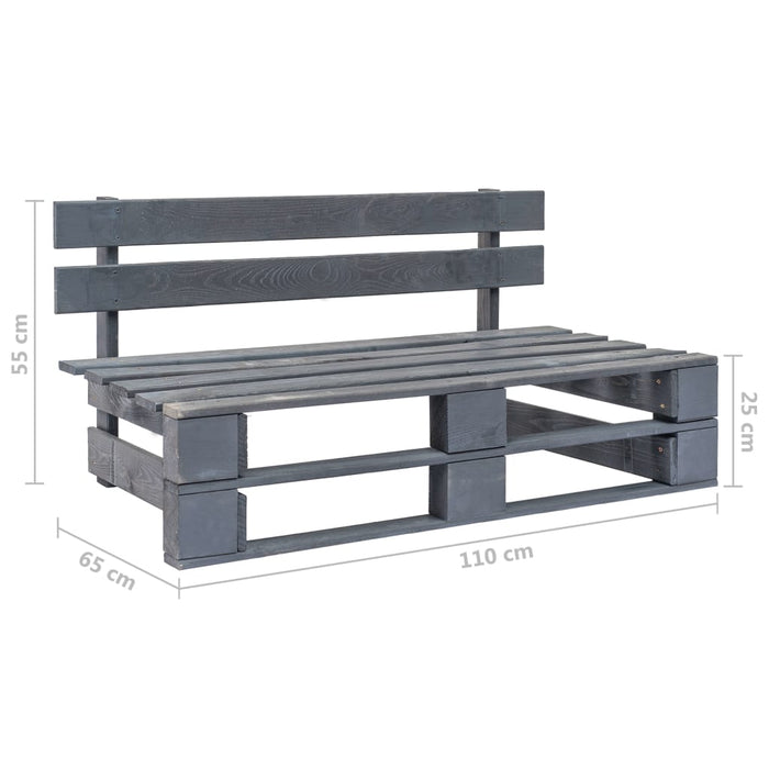 Set mobilier din paleți cu perne, 4 piese, gri, lemn pin tratat - WALTI WALTI
