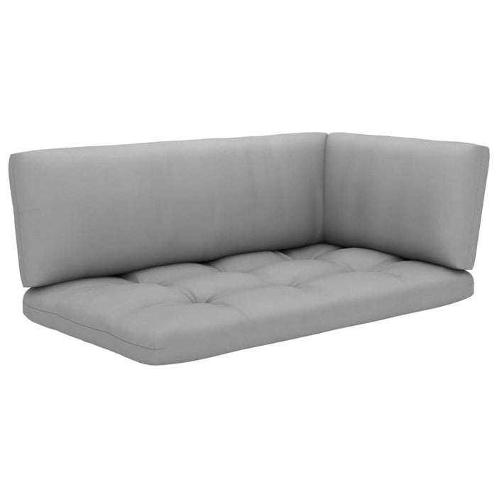 Set mobilier din paleți cu perne, 4 piese, gri, lemn pin tratat - WALTI WALTI