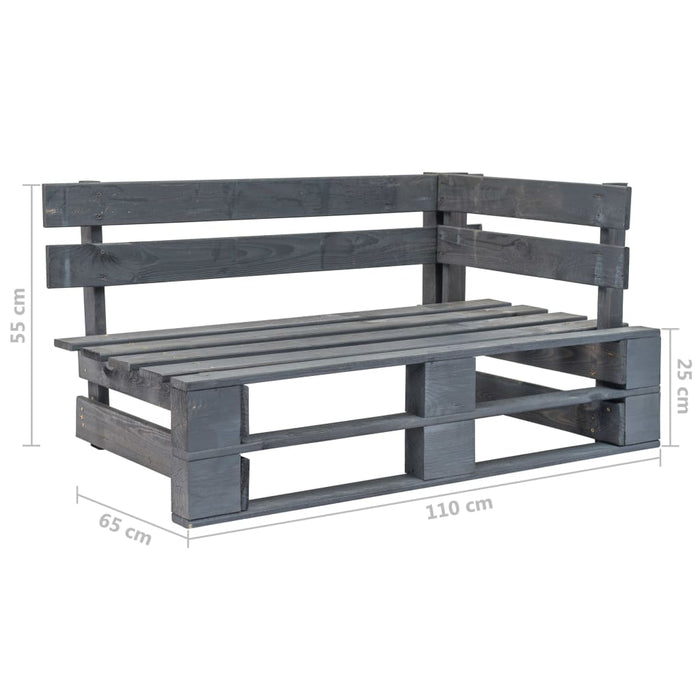 Set mobilier din paleți cu perne, 4 piese, gri, lemn pin tratat - WALTI WALTI