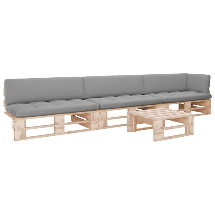 Set mobilier paleți cu perne, 4 piese, lemn de pin tratat WALTI