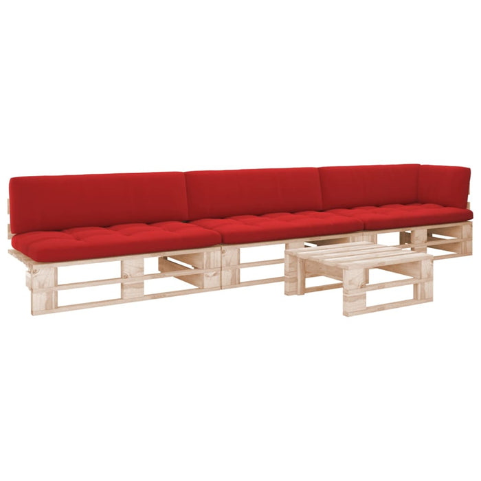 Set mobilier paleți cu perne, 4 piese, lemn de pin tratat WALTI