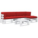 Set mobilier din paleți cu perne, 4 piese, alb, lemn pin tratat - WALTI WALTI