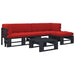 Set mobilier paleți cu perne, 4 piese, negru, lemn pin tratat - WALTI WALTI