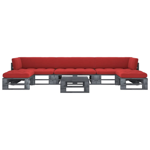 Set mobilier din paleți cu perne, 6 piese, gri, lemn pin tratat - WALTI WALTI