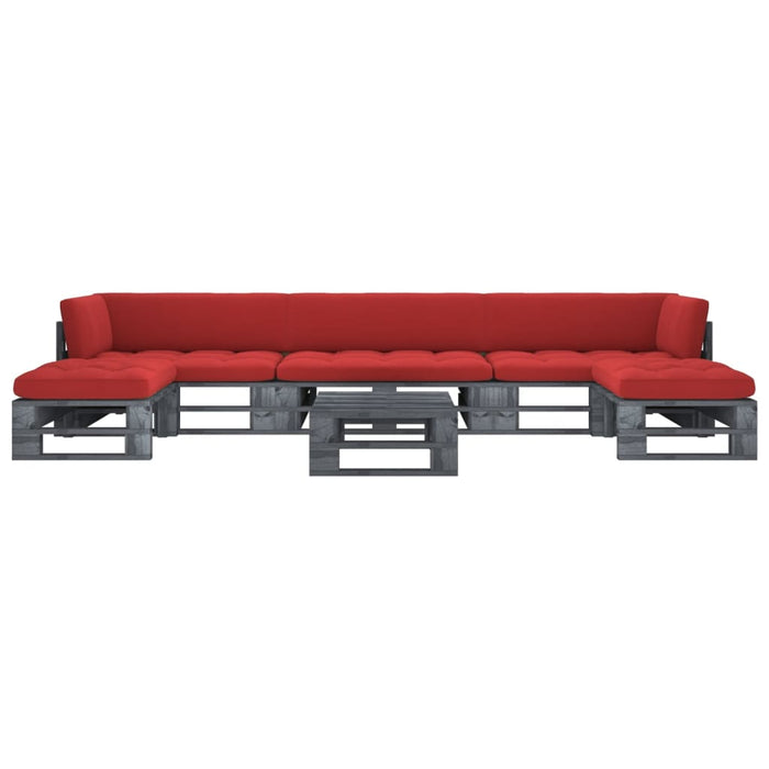 Set mobilier din paleți cu perne, 6 piese, gri, lemn pin tratat - WALTI WALTI