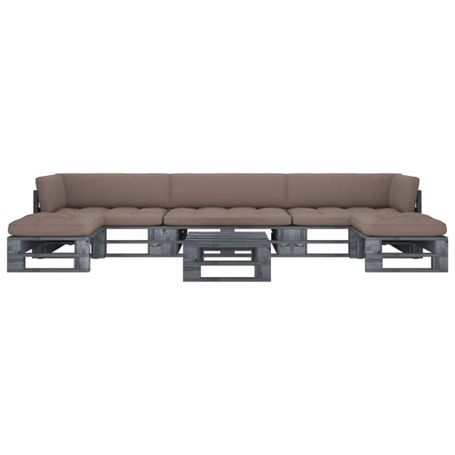 Set mobilier din paleți cu perne, 6 piese, gri, lemn pin tratat - WALTI WALTI