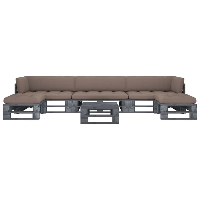 Set mobilier din paleți cu perne, 6 piese, gri, lemn pin tratat - WALTI WALTI