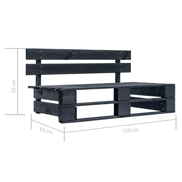 Set mobilier paleți cu perne, 6 piese, negru, lemn pin tratat WALTI