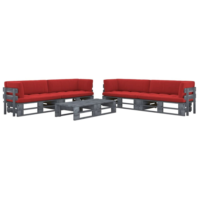Set mobilier din paleți cu perne, 6 piese, gri, lemn pin tratat WALTI