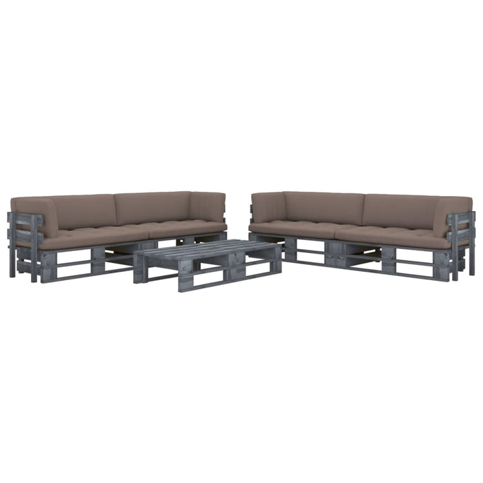 Set mobilier din paleți cu perne, 6 piese, gri, lemn pin tratat WALTI