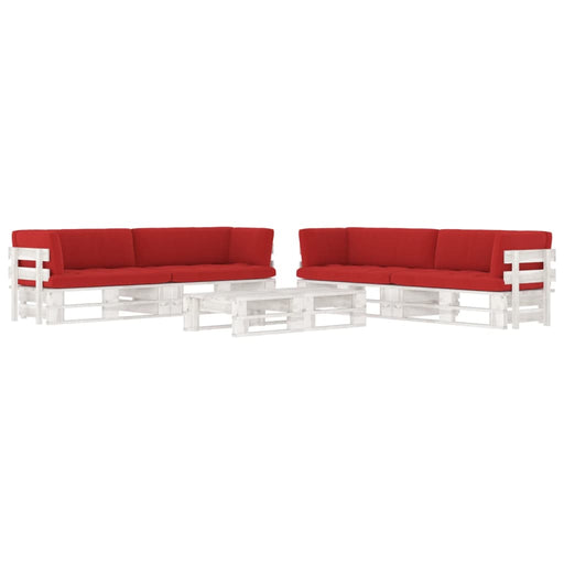 Set mobilier din paleți cu perne, 6 piese, alb, lemn pin tratat - WALTI WALTI