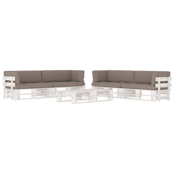 Set mobilier din paleți cu perne, 6 piese, alb, lemn pin tratat - WALTI WALTI