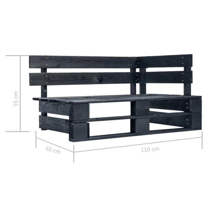 Set mobilier paleți cu perne, 6 piese, negru, lemn pin tratat - WALTI WALTI