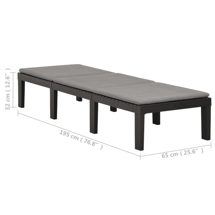 Șezlong pliabil cu pernă, antracit, plastic - WALTI WALTI