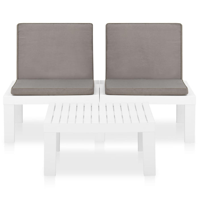 Set mobilier de grădină cu perne, 2 piese, alb, plastic - WALTI WALTI