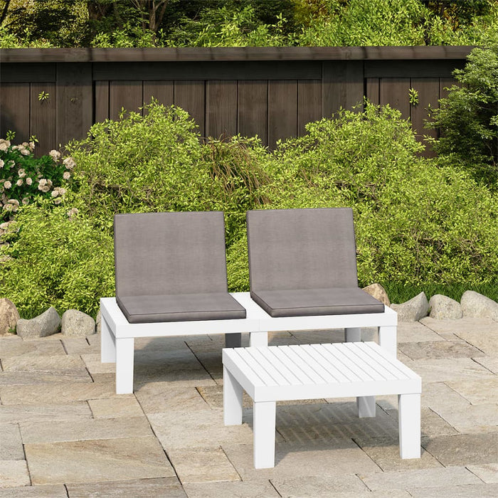 Set mobilier de grădină cu perne, 2 piese, alb, plastic - WALTI WALTI