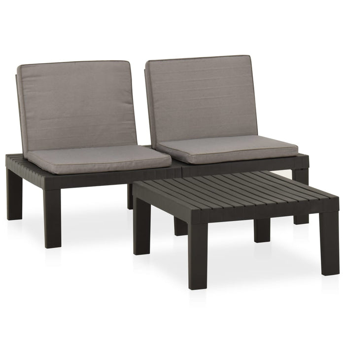 Set mobilier de grădină cu perne, 2 piese, gri, plastic - WALTI WALTI
