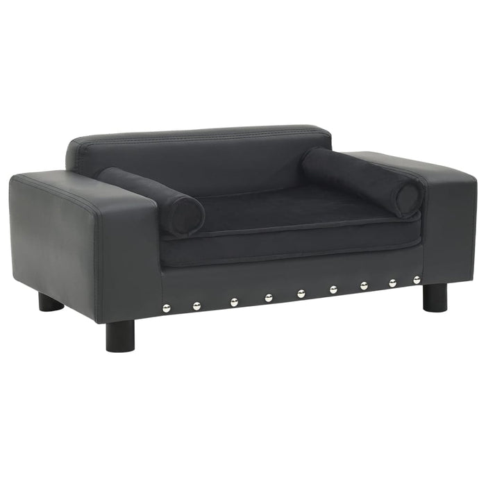 Canapea câini, gri închis, 81x43x31 cm, pluș/piele ecologică - WALTI WALTI
